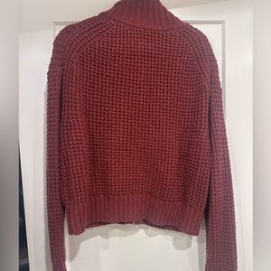 White + Warren zip up waffle knit cardigan sweater jacket size medium